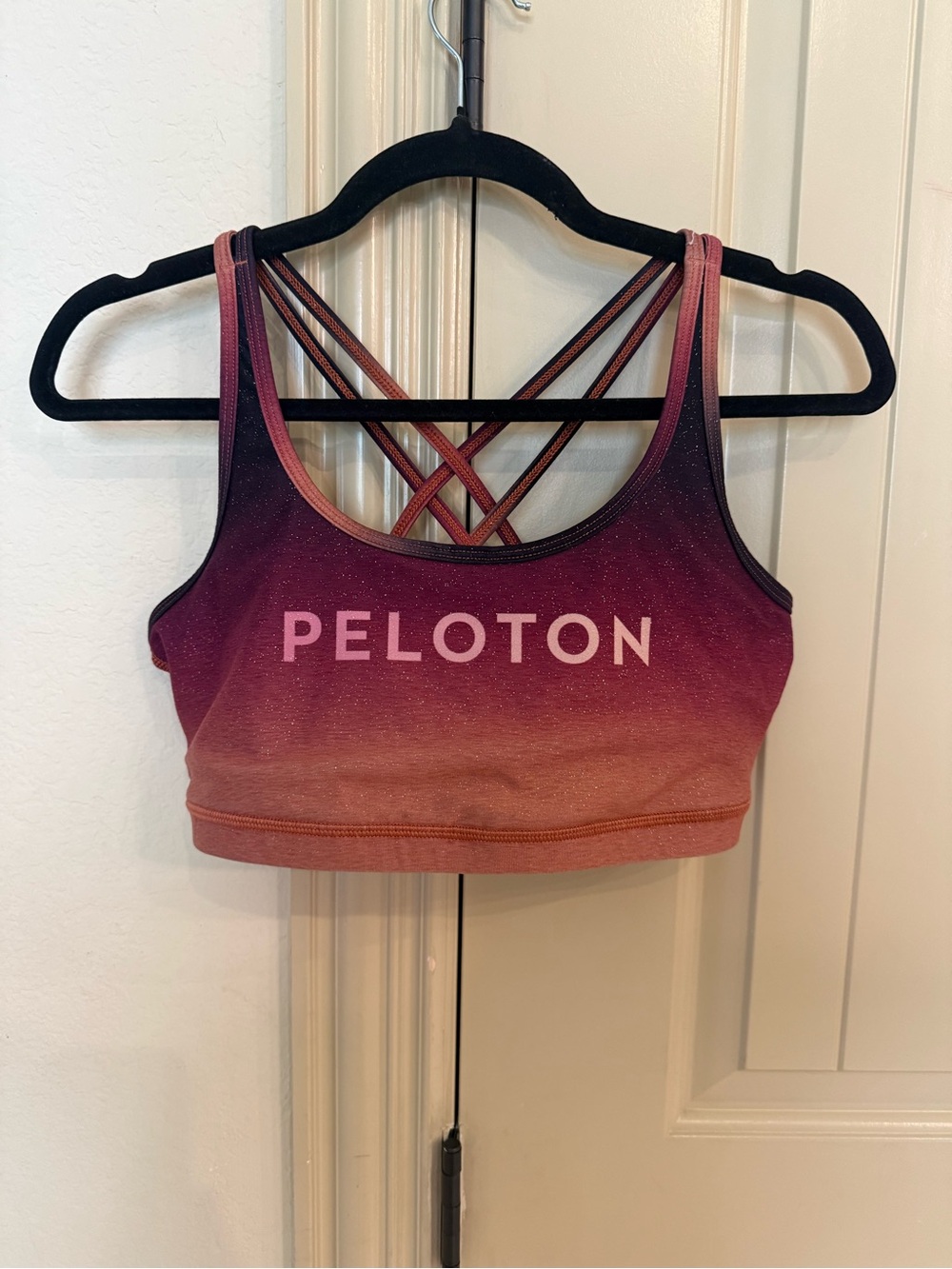 Peloton Women's Gradient Pink Ombre Strappy Sports Bra size large
